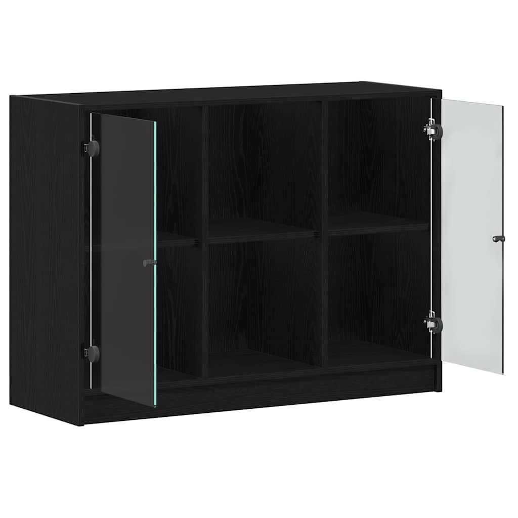 Sideboard Schwarz Eiche 102x37x75,5 cm Engineered Wood